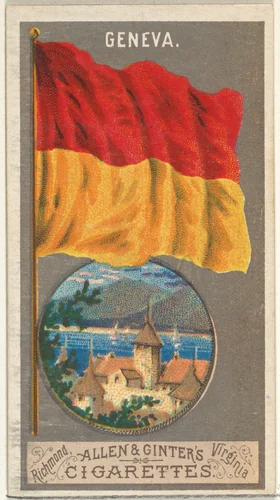 Geneva, from the City Flags series (N6) for Allen & Ginter Cigarettes Brands by Allen & Ginter, print, 1887