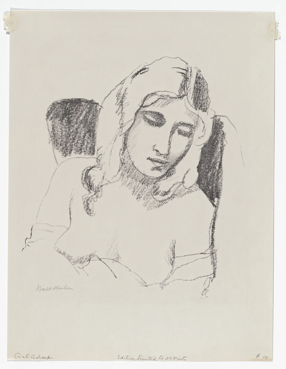 Girl Asleep by Walt Kuhn, print, 1927