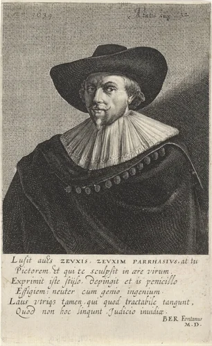 Portret van de schrijver Jan Hermansz krul by Salomon Savery, print, 1634