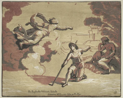 God Appearing to Isaac by Antonio Maria I Zanetti, print, 1723