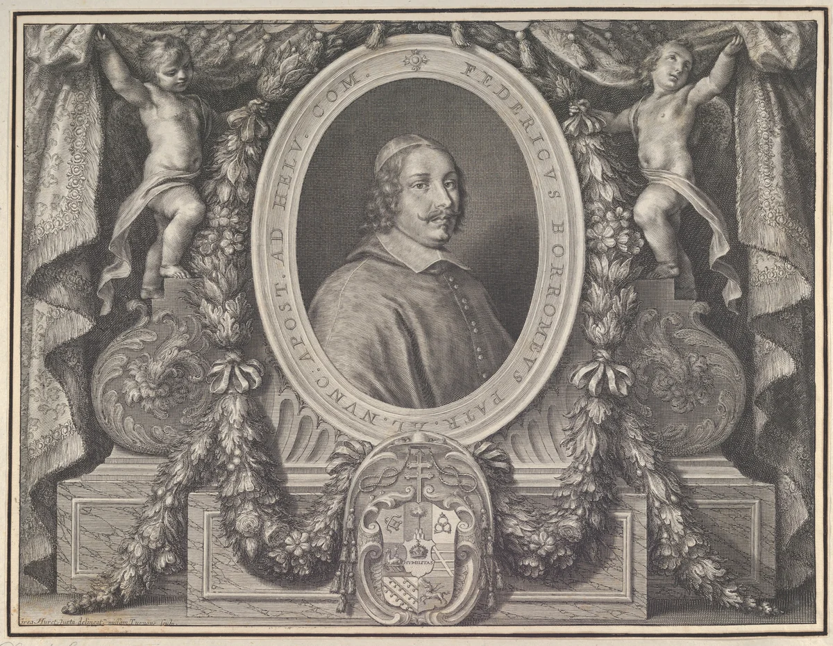 Frédéric Barromée, archevêque, cardinal de Milan by Grégoire Huret, print, 1720-1760