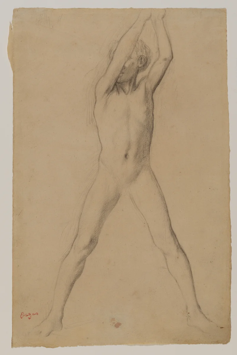 Youth with Arms Upraised by Edgar Degas, drawing, 1859-1862