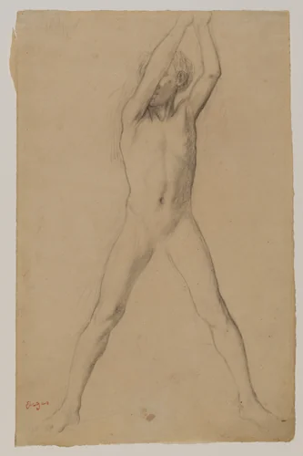 Youth with Arms Upraised by Edgar Degas, drawing, 1859-1862