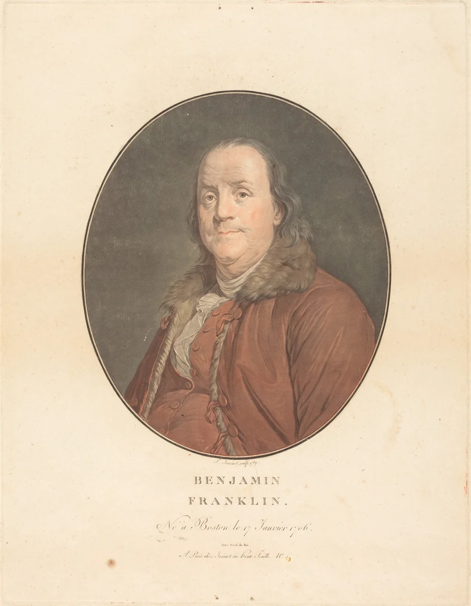 Benjamin Franklin by Joseph Siffred Duplessis; Jean-François Janinet, print, 1789