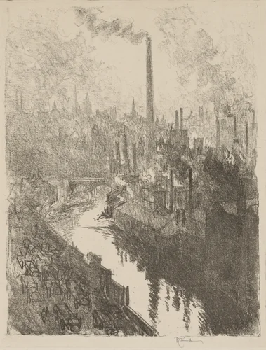 English War Work: The Great Chimney, The Motor Park by Joseph Pennell, print, 1916