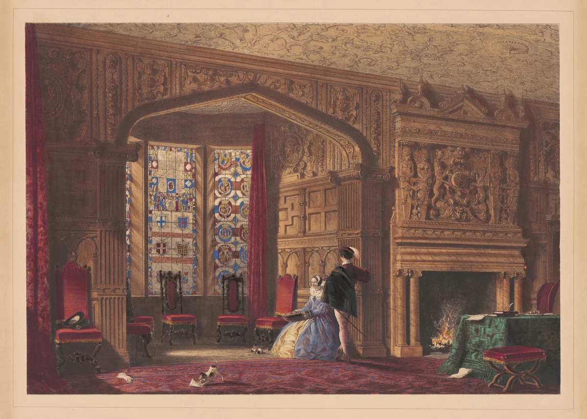 Bay Window, Lyme Hall, Cheshire by Joseph Nash, print, 1849