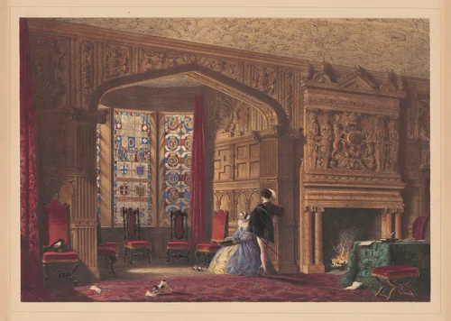 Bay Window, Lyme Hall, Cheshire by Joseph Nash, print, 1849