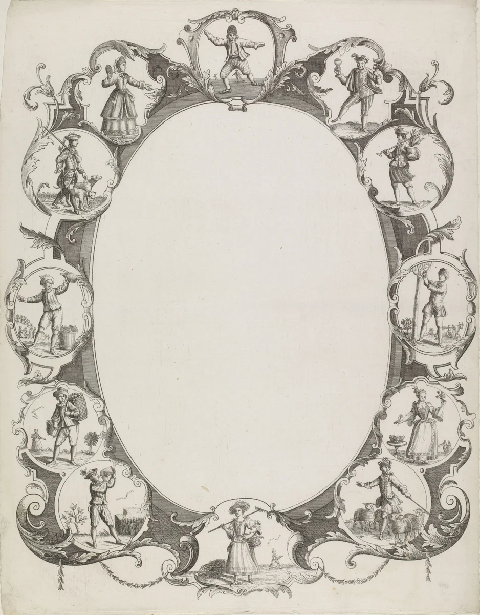 Wensbrief met twaalf maanden by anonymous, print, 1700-1899