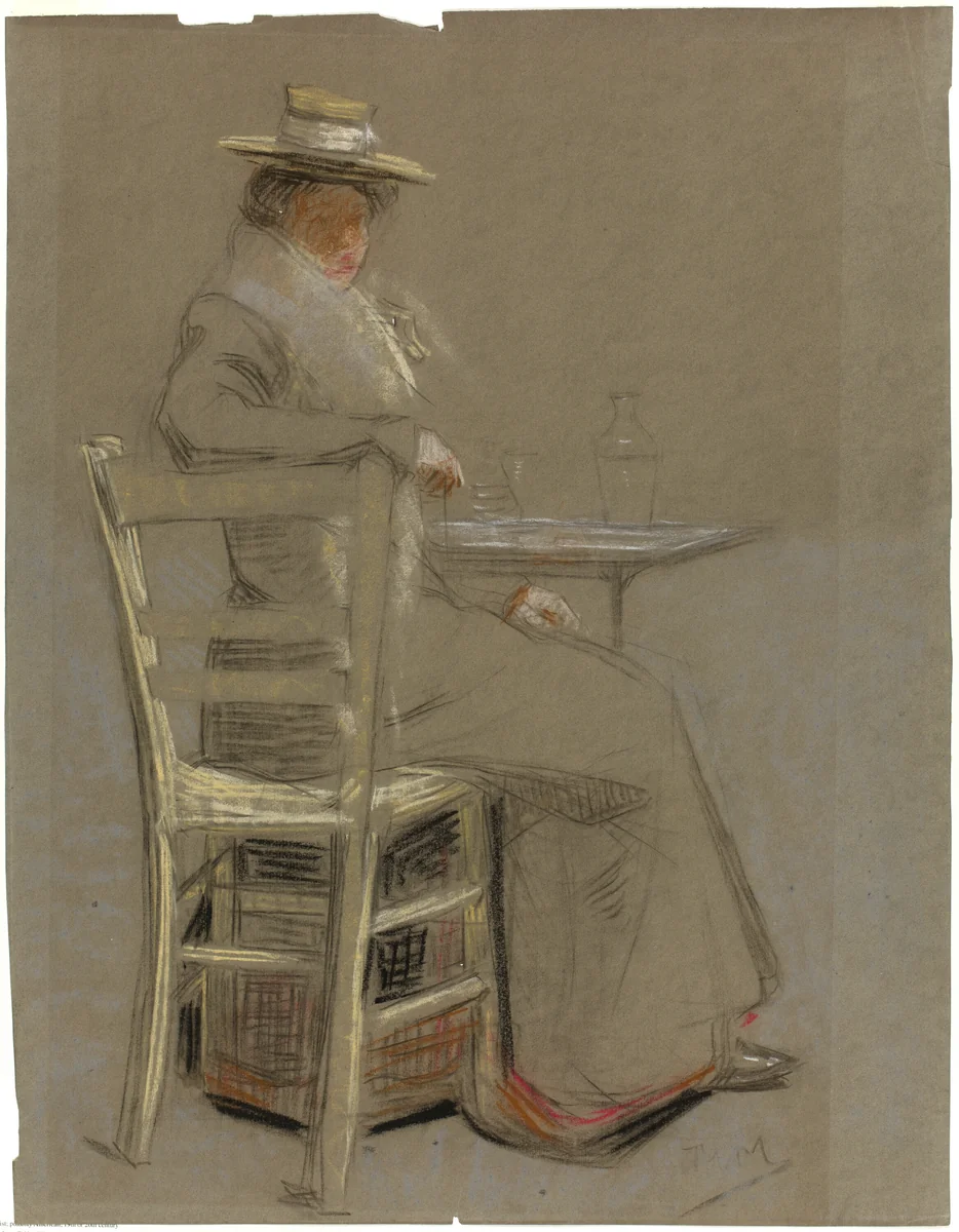 Woman Seated at a Table by Unknown Artist, drawing, 1800-1899