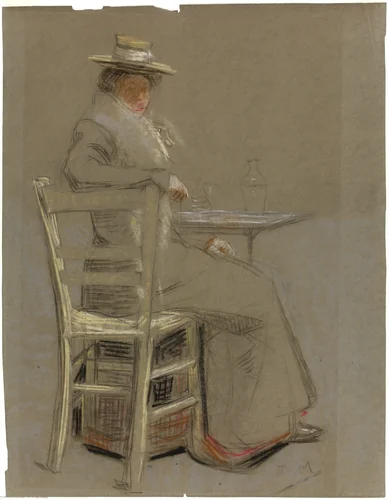 Woman Seated at a Table by Unknown Artist, drawing, 1800-1899