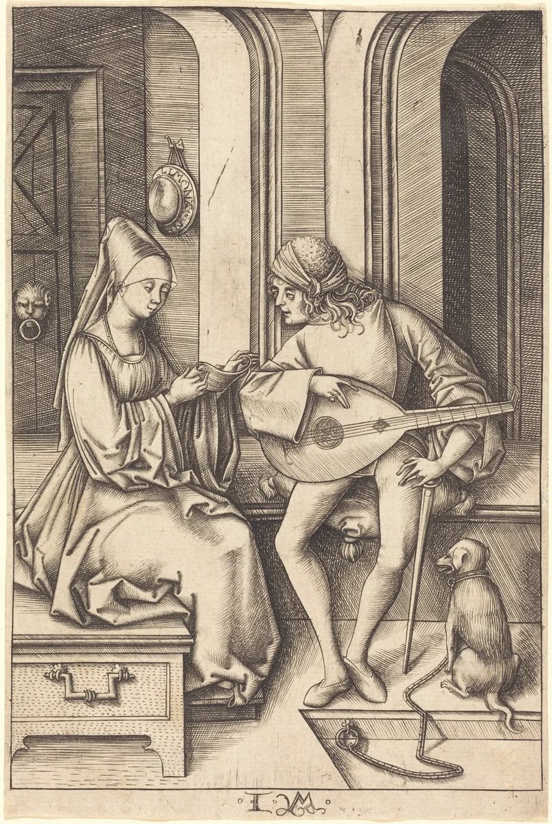 The Lute Player and the Singer by Israhel van Meckenem, print, 1495-1503