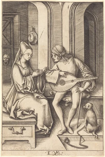The Lute Player and the Singer by Israhel van Meckenem, print, 1495-1503