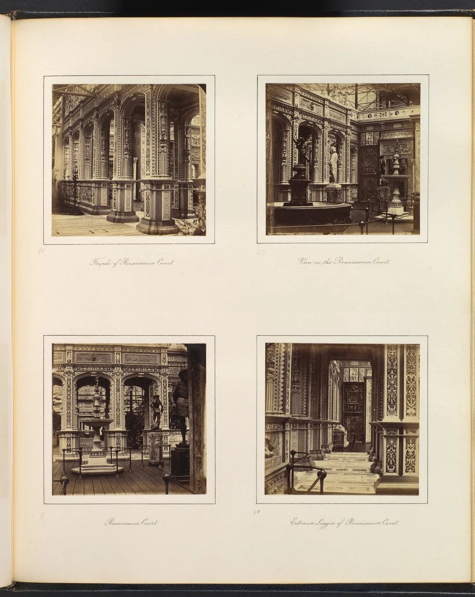 [Façade, Views, and Entrance Loggia of the Renaissance Court] by Philip Henry Delamotte, photograph, 1857-1861