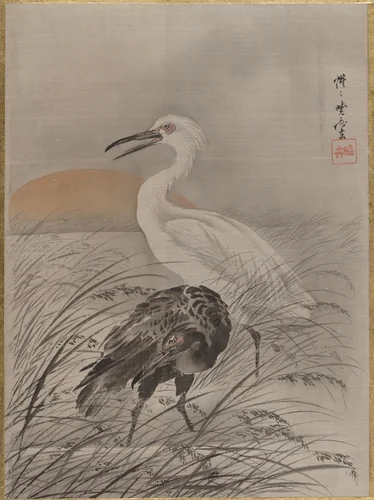 Cranes in Marsh by Kawanabe Kyōsai (河鍋暁斎), painting, 1877-1897