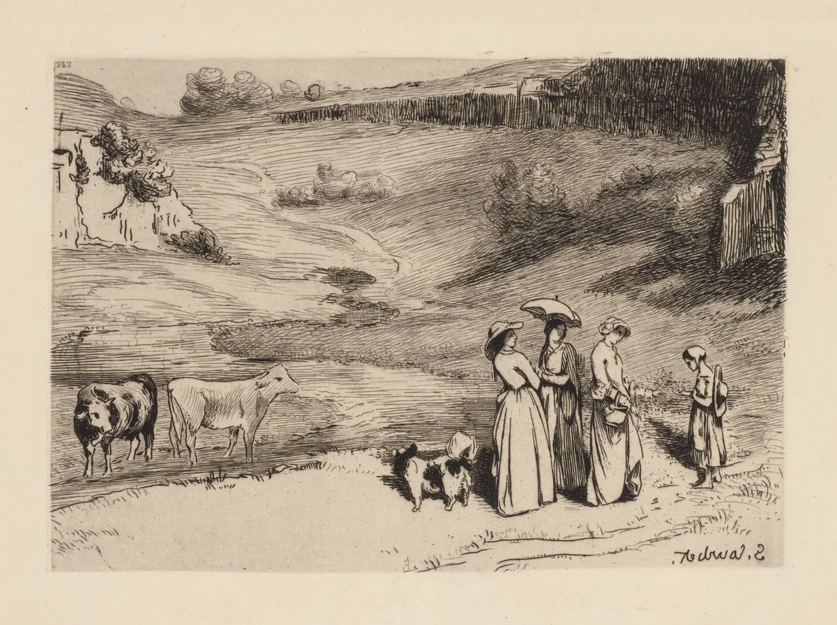 Les Demoiselles de Village by Félix Bracquemond, print, 1867