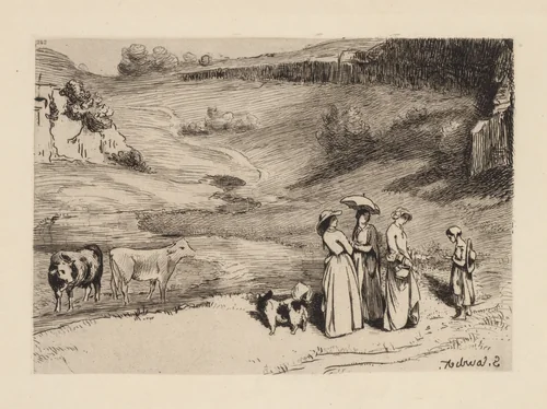 Les Demoiselles de Village by Félix Bracquemond, print, 1867