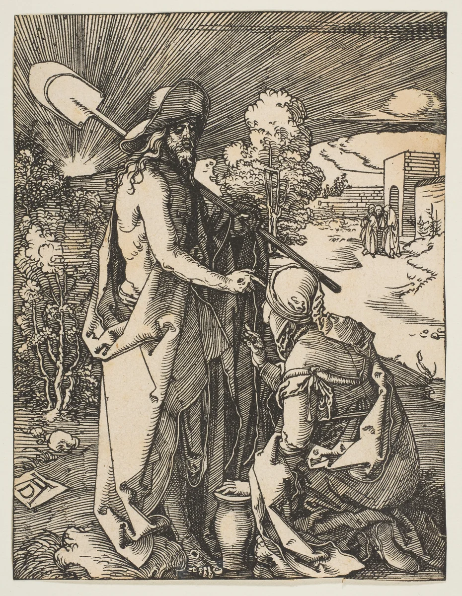 Christ Appearing to Mary Magdalen, from "The Small Passion" by Albrecht Dürer, print, 1510