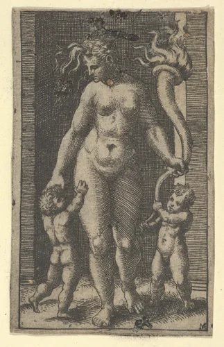 Venus attended by cupids by Marcantonio Raimondi, print, 1495-1539