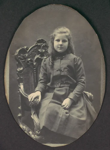 [Girl with Ringlets, Seated, Three-Quarter Length] by Frederick Gutekunst, photograph, 1890-1899