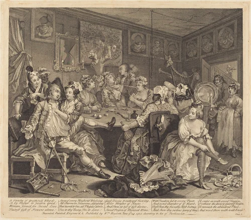A Rake's Progress: pl.3 by William Hogarth, print, 1735