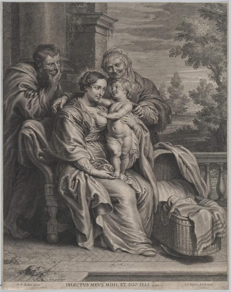 The Holy Family with Saint Anne by Schelte Adams Bolswert, print, 1620-1640