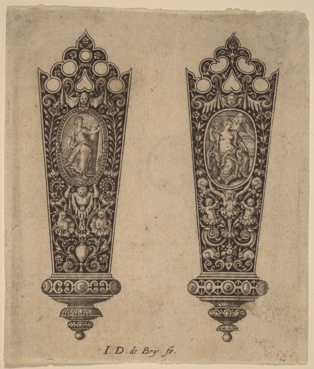 Ornament for Knife Handle by Theodor de Bry, print, 1528-1598