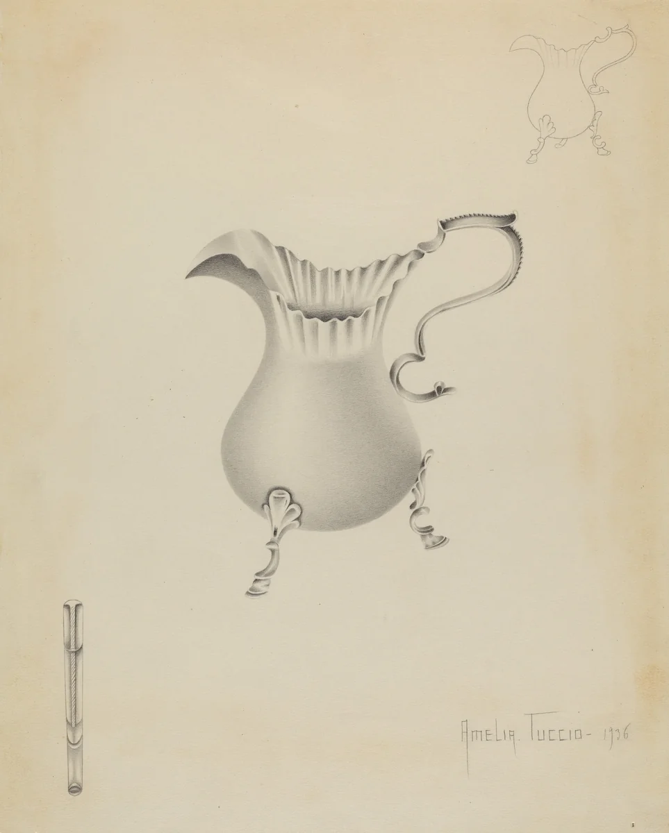Silver Creamer by Amelia Tuccio, index of american design, 1936