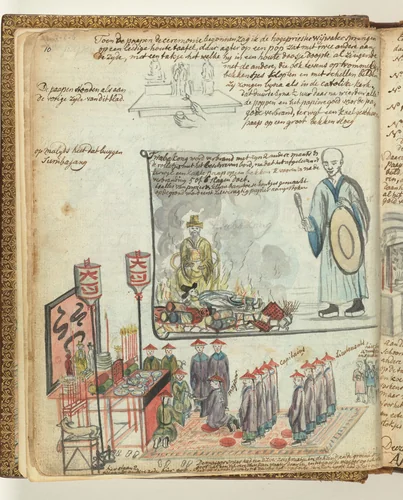 Chinese sacrificial ceremony in Batavia by Jan Brandes, drawing, 1779-1785