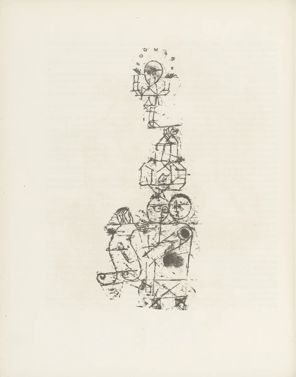 Acrobats (Akrobaten) (plate, page 10) from the periodical Münchner Blätter für Dichtung und Graphik, vol. 1, no. 1 (January 1919) by Paul Klee, periodical, 1919