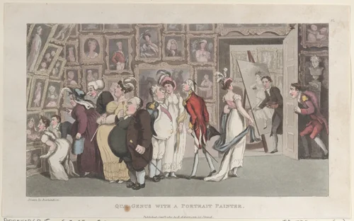 Quae Genus with a Portrait Painter by Thomas Rowlandson, print, 1821