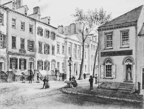 United States Branch Bank, Wall Street by Charles W. Burton, artwork, 1831