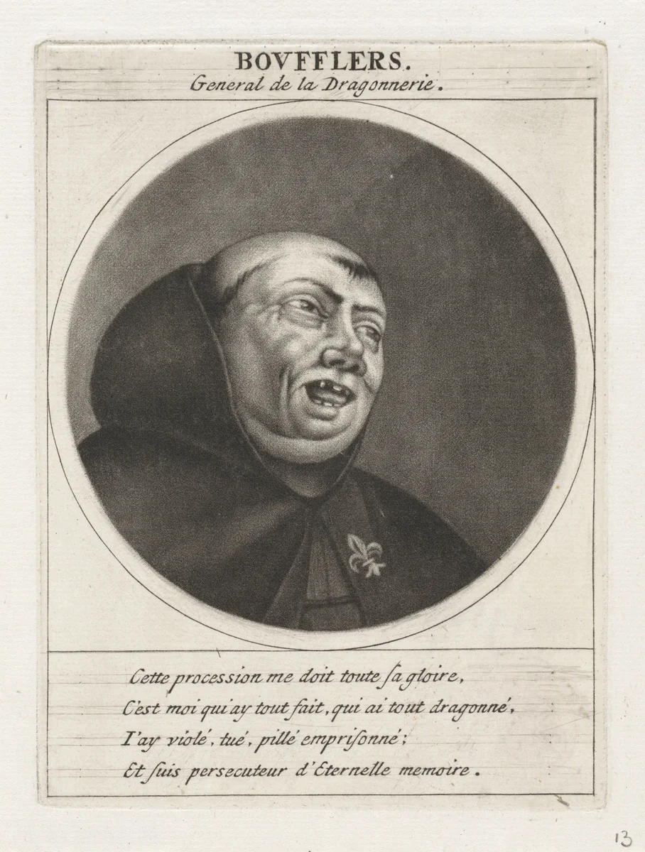 Portret van Louis François, hertog van Boufflers by Jacob Gole, print, 1691