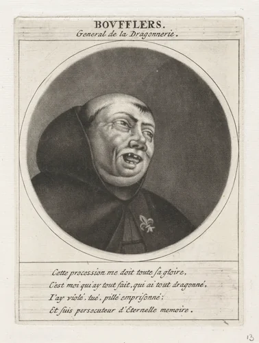 Portret van Louis François, hertog van Boufflers by Jacob Gole, print, 1691