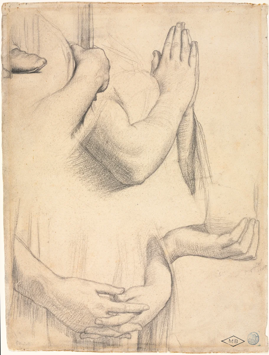 Study of Hands by Jean-Auguste-Dominique Ingres, drawing, 1842