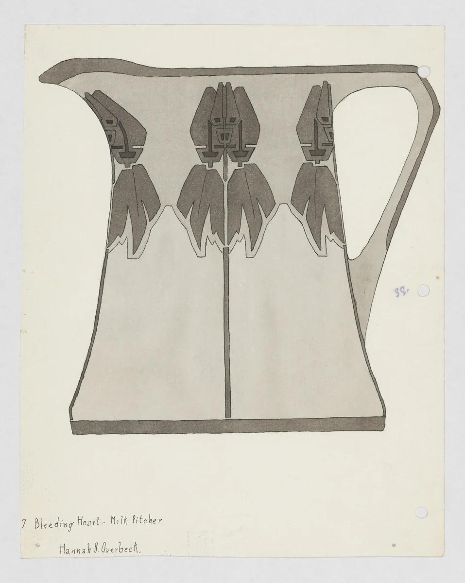 Bleeding Heart Milk Pitcher Design by Hannah Borger Overbeck, drawing, 1913