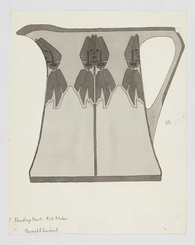 Bleeding Heart Milk Pitcher Design by Hannah Borger Overbeck, drawing, 1913