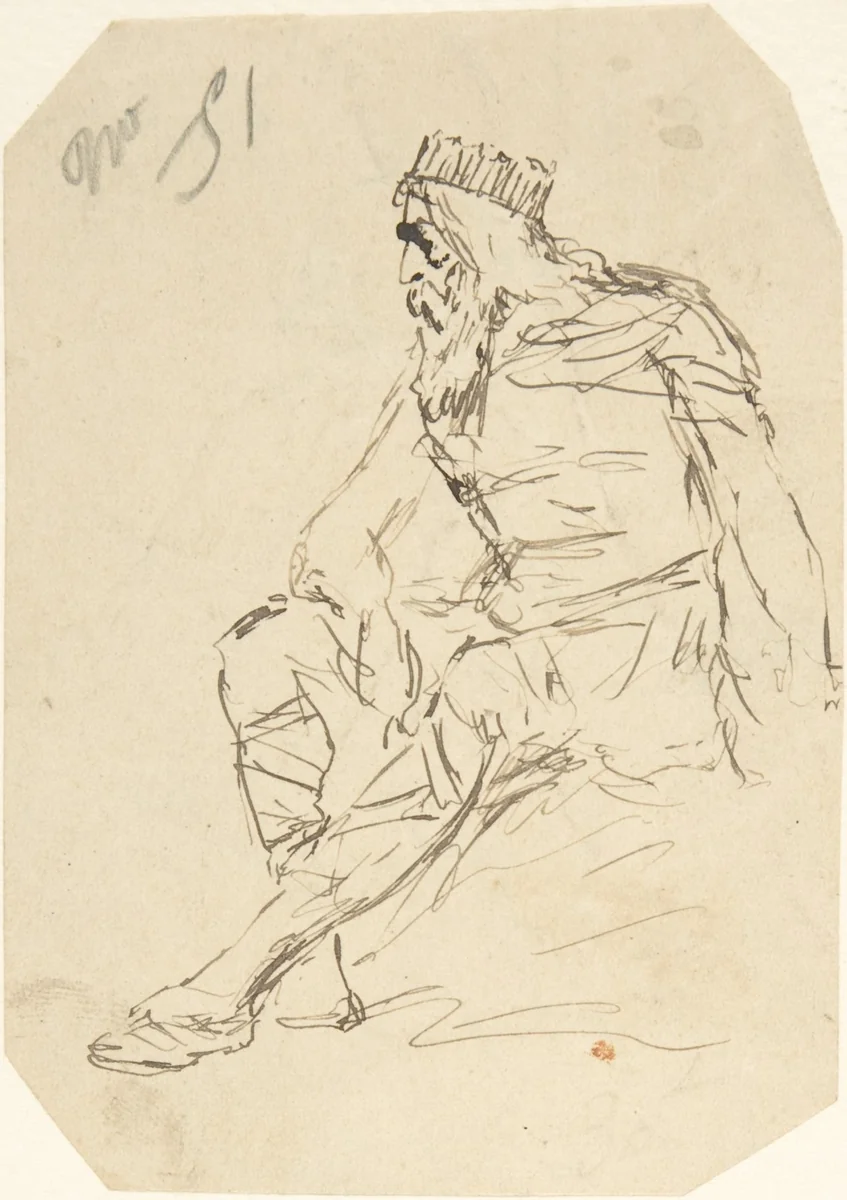 Study of a King by Rodolphe Bresdin, drawing, 1822-1885