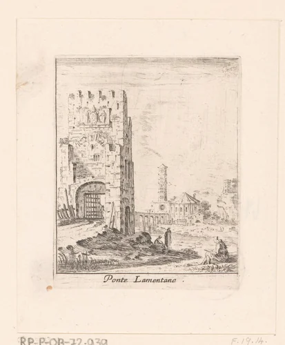Gezicht op de Ponte Nomentano by Israël Silvestre, print, 1631-1661