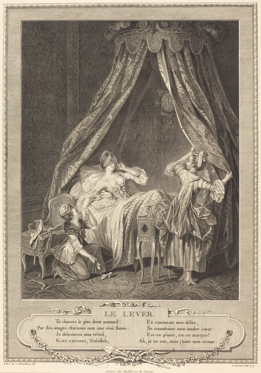 Le lever by Antoine Louis Romanet, print, 1774