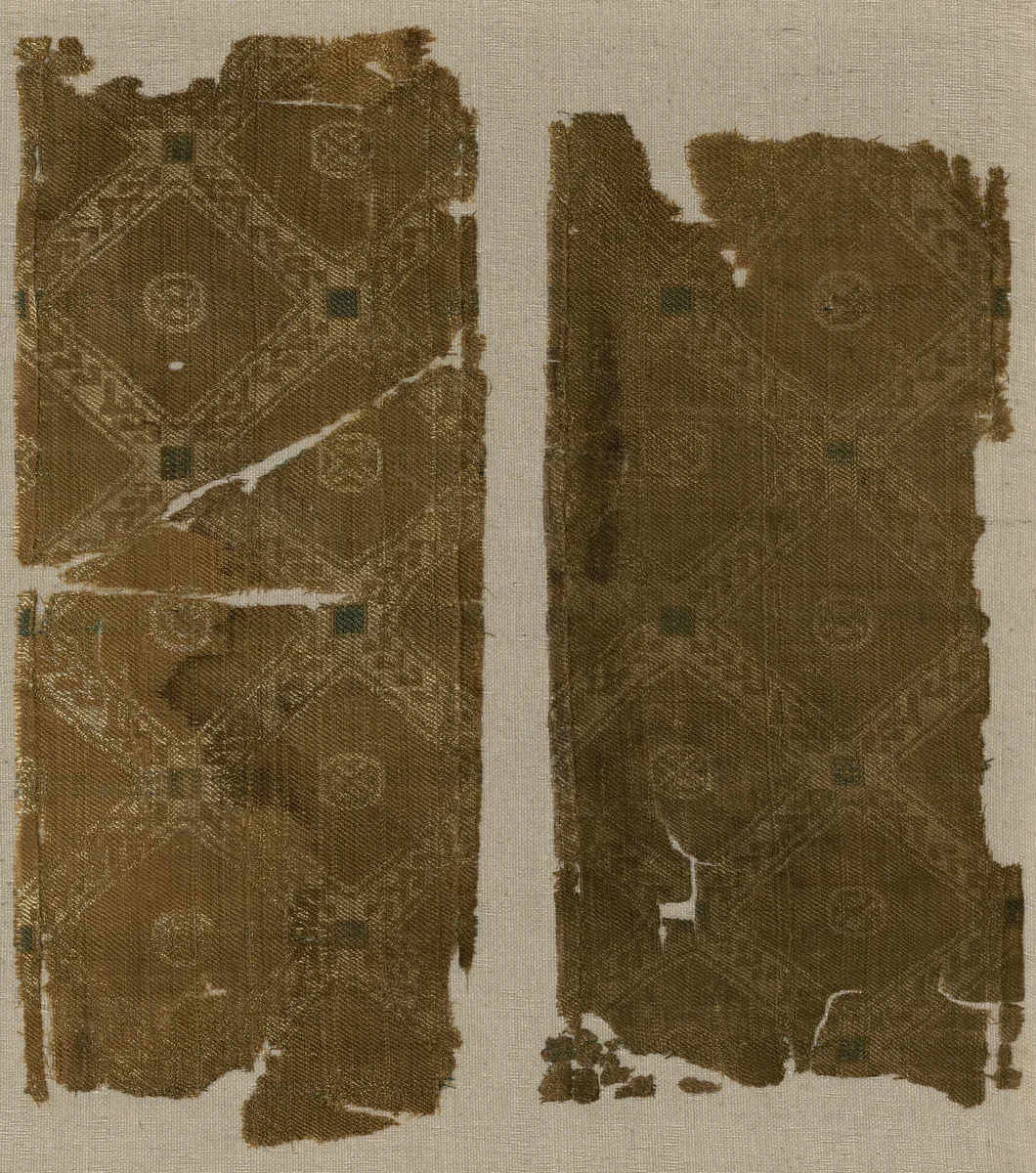 Two Border Fragments by Akhmin, textile, 300-641