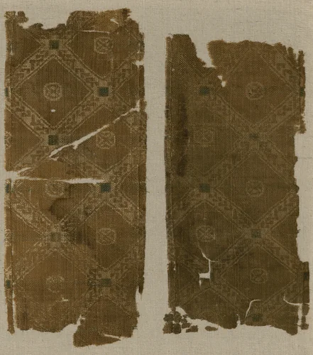 Two Border Fragments by Akhmin, textile, 300-641
