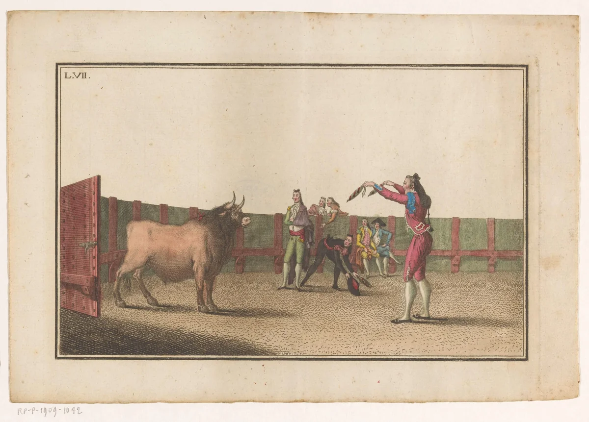 Stierenvechter met banderillas by Luis Fernandez Noseret, print, 1795