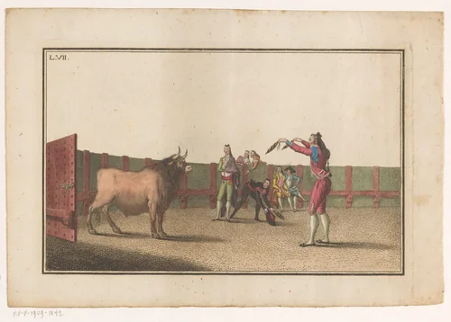 Stierenvechter met banderillas by Luis Fernandez Noseret, print, 1795