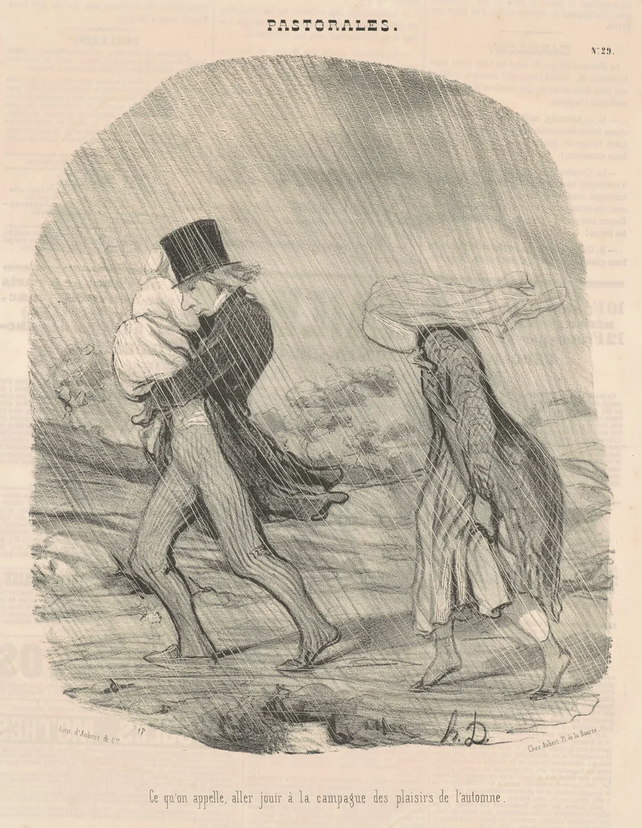 Ce qu'on appelle, aller jouir a la campagne ... by Honoré Daumier, print, 1845