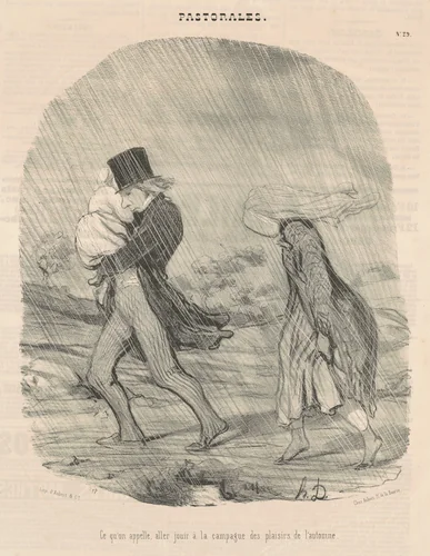Ce qu'on appelle, aller jouir a la campagne ... by Honoré Daumier, print, 1845