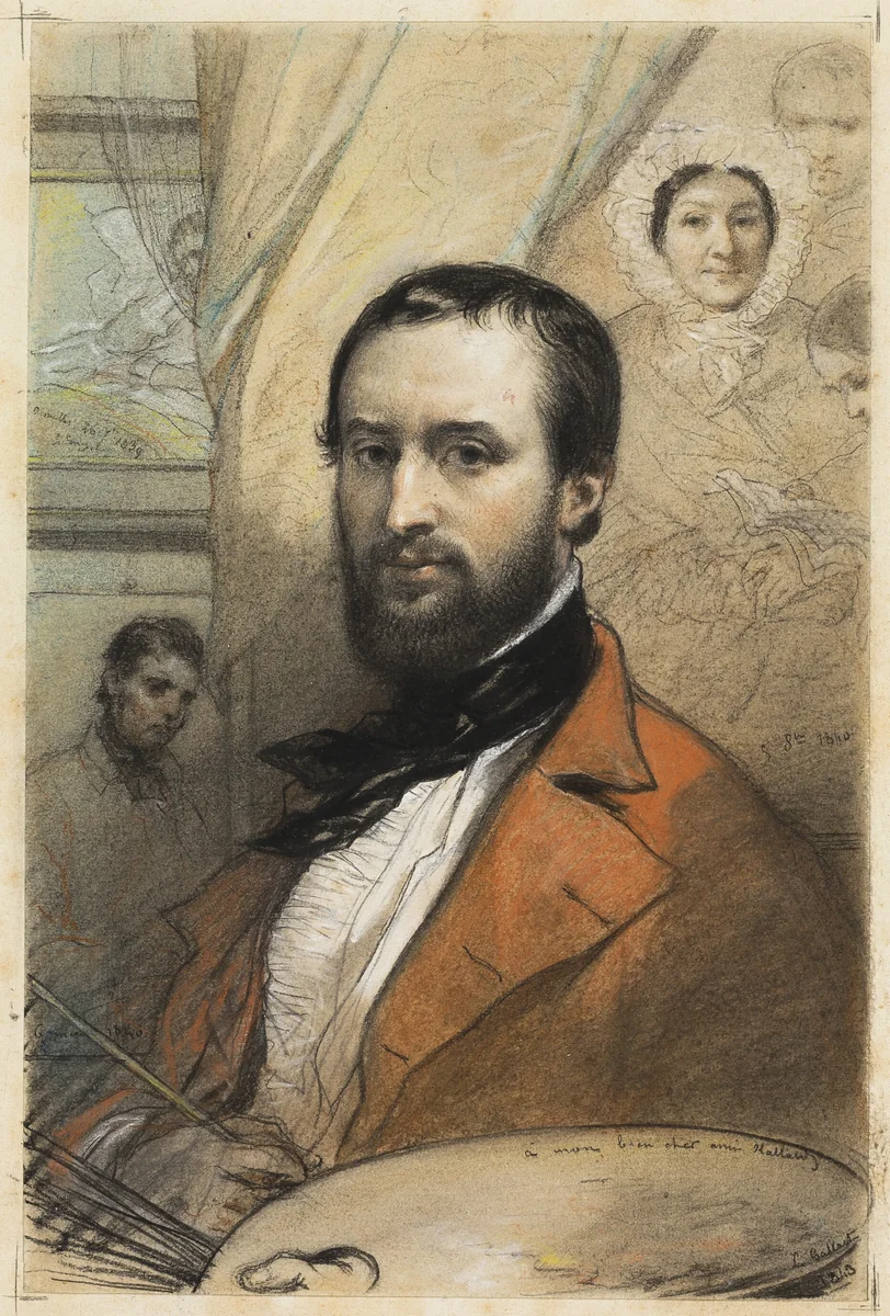 Self-Portrait by Louis Gallait, drawing, 1843