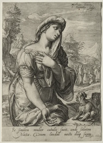 Heroines of the New Testament: The Canaanite by Jan Saenredam, print, 1590-1600