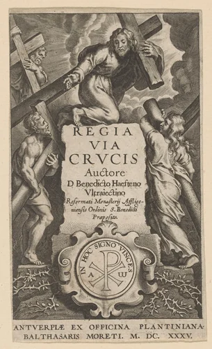 Christus en drie andere kruisdragers by Cornelis Galle, print, 1635