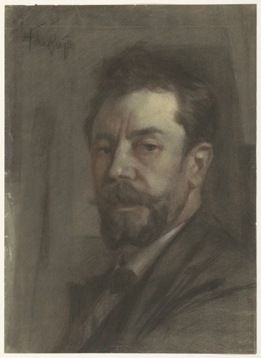 Portret van de schilder Hendrikus Fredericus de Grijs by Hendrikus Fredericus de Grijs, drawing, 1876-1933