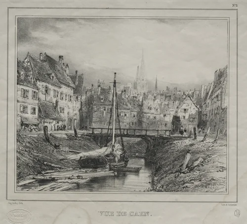 Vue de Caen by Eugène Isabey, print, 1832